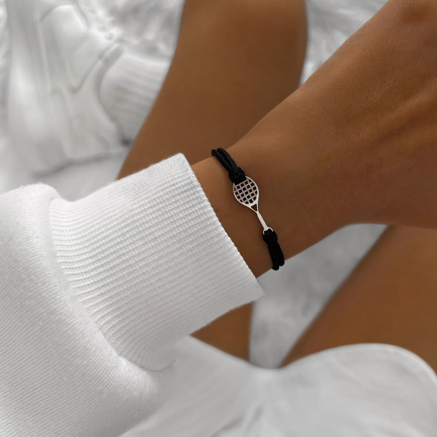 Tennis Armband schwarz/silber